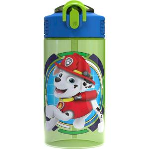 Zak Designs Bluey Sage Kids Water Bottle For School or Travel, 16oz Durable Plastic Water Bottle With Straw, Handle, and Leak-Proof, Pop-Up Spout Cover (Bluey & Bingo)(Paw Patrol)
