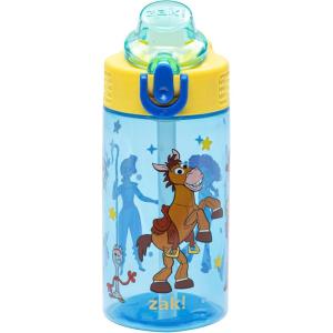 Zak Designs Bluey Sage Kids Water Bottle For School or Travel, 16oz Durable Plastic Water Bottle With Straw, Handle, and Leak-Proof, Pop-Up Spout Cover (Bluey & Bingo)(Toy Story (Woody & Friends))