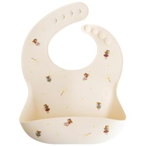 mushie x Bluey Silicone Baby Bib | Adjustable Fit Waterproof Bibs (Bluey Ivory)(Fairy Mice)