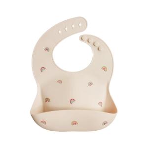 mushie x Bluey Silicone Baby Bib | Adjustable Fit Waterproof Bibs (Bluey Ivory)(Rainbows)
