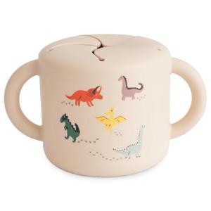 mushie x Bluey Silicone Snack Cup | Spill Proof Food Container for Toddler and Baby (Bluey Sage)(Dinosaurs)