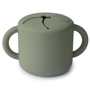 mushie x Bluey Silicone Snack Cup | Spill Proof Food Container for Toddler and Baby (Bluey Sage)(Dried Thyme)