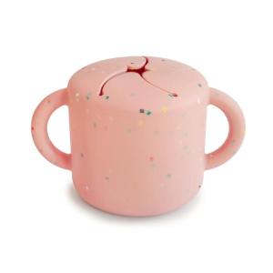 mushie x Bluey Silicone Snack Cup | Spill Proof Food Container for Toddler and Baby (Bluey Sage)(Powder Pink Confetti)