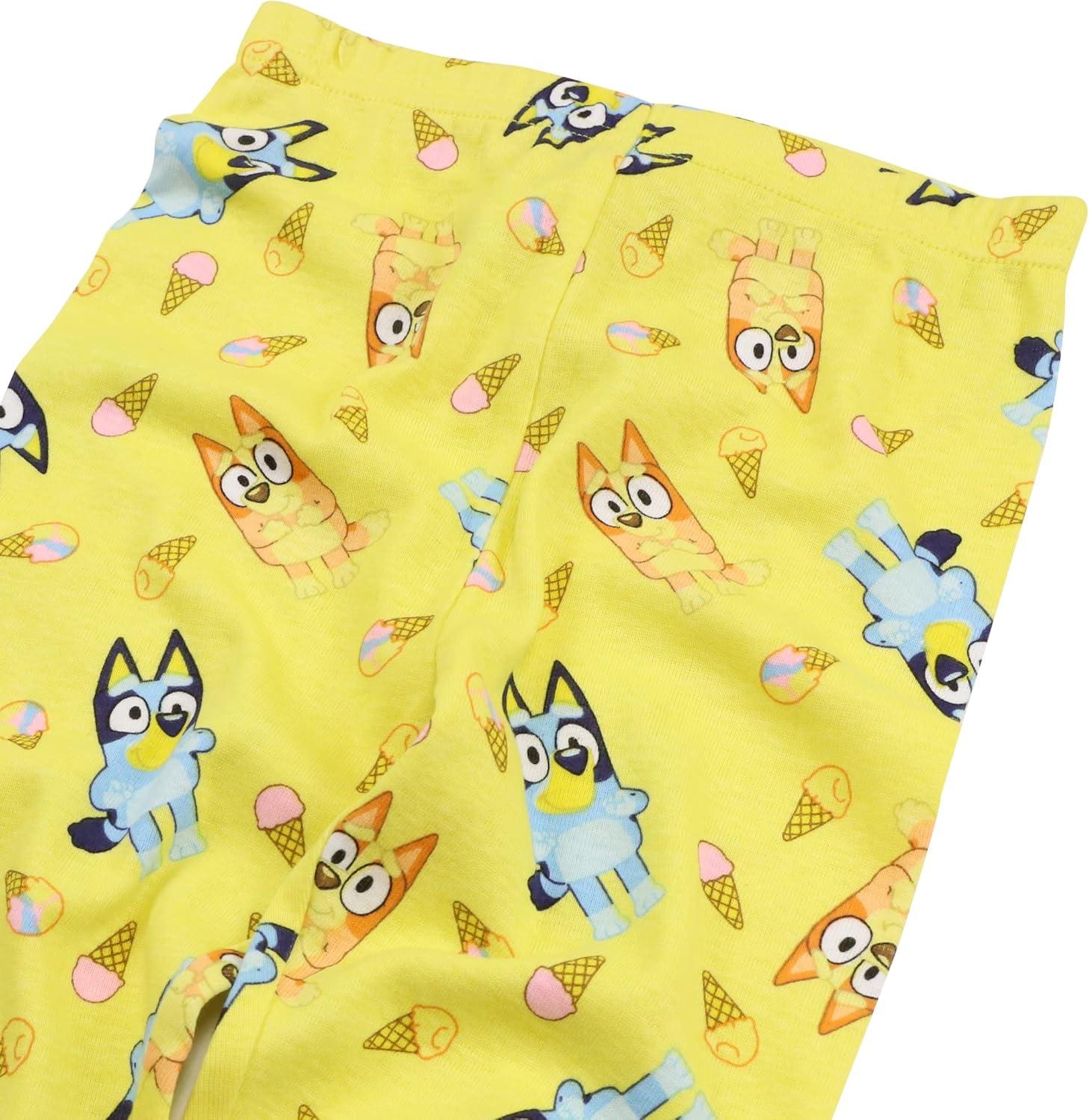imageBluey Girls 4piece Snugfit Matching ShortSleeve Cotton Pajama Set Soft amp Cute for KidsHappy Day