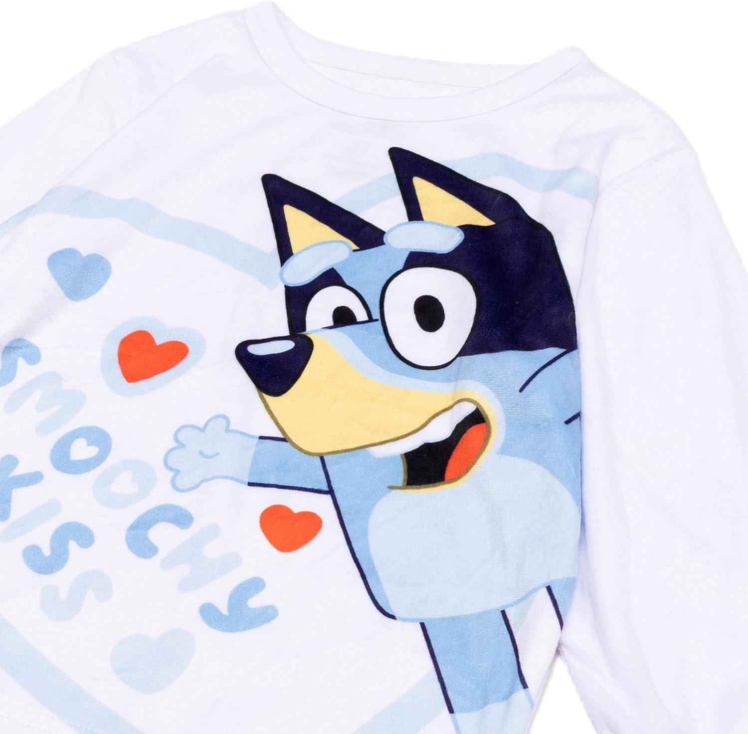 imageBluey Unisex Kids 2Piece Loosefit LongSleeve Matching Pajama Set Soft amp Cute for KidsBluey Valentine