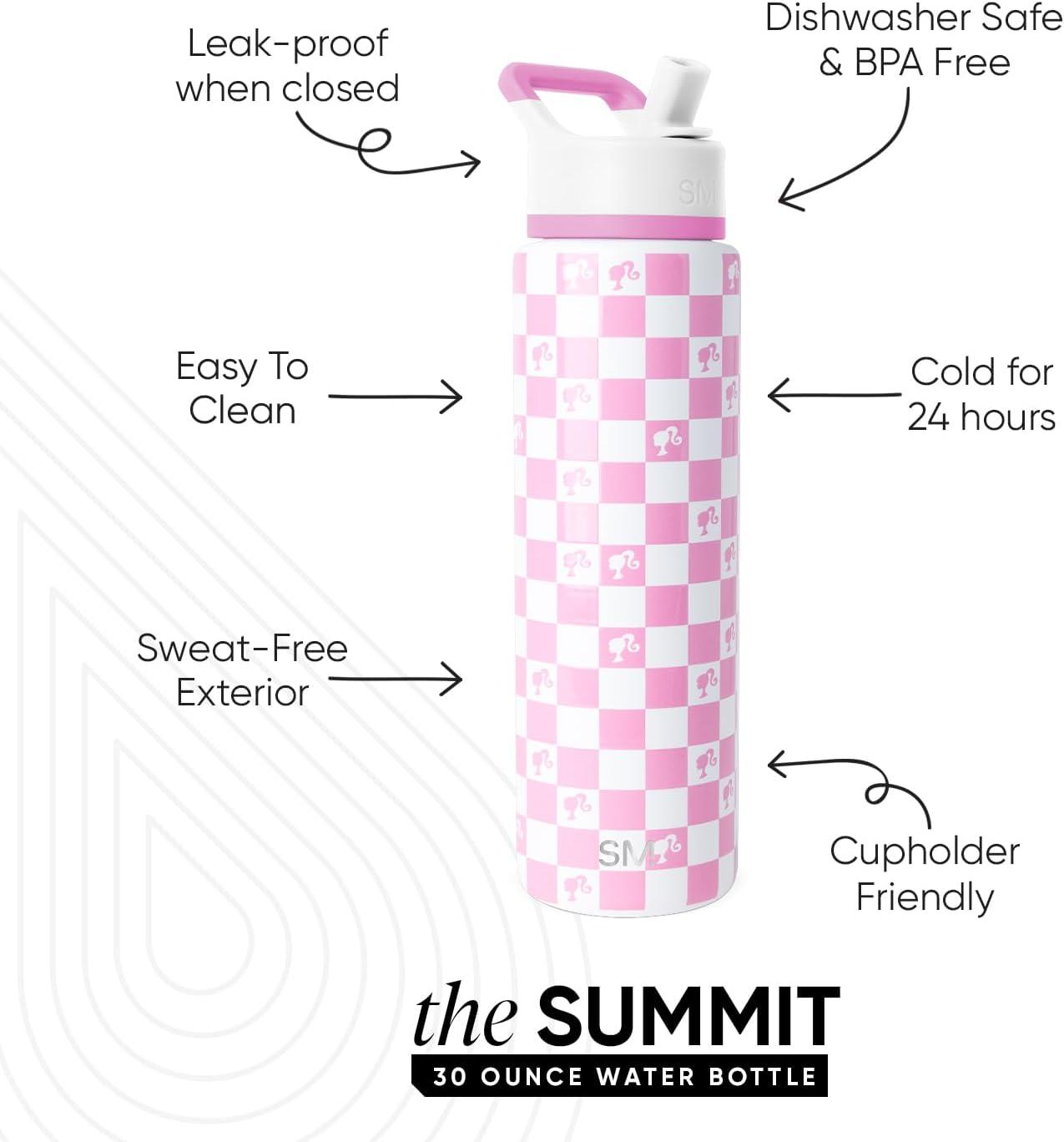 imageSimple Modern Summit Water Bottle with Straw Lid Bluey 30oz Leak Proof Stainless Steel Insulated Cup Gifts for Her Him Bluey StripesBarbie Checkmate