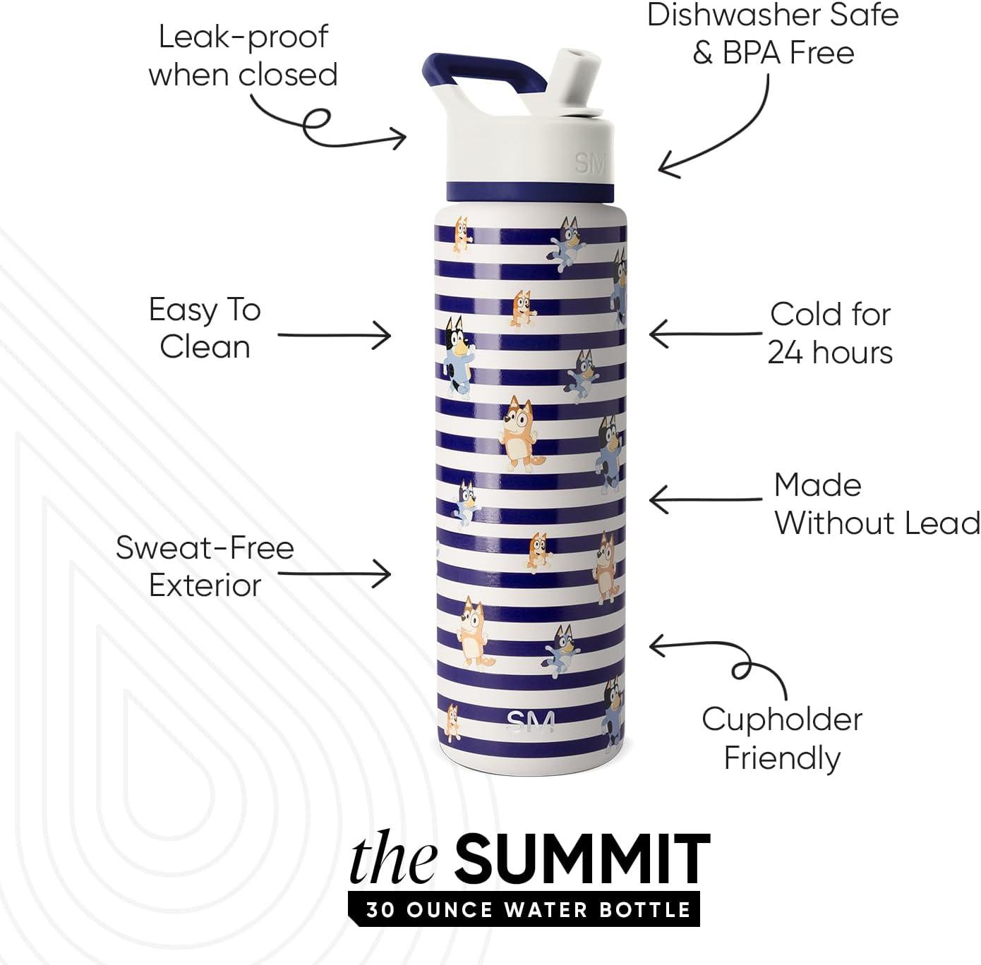 imageSimple Modern Summit Water Bottle with Straw Lid Bluey 30oz Leak Proof Stainless Steel Insulated Cup Gifts for Her Him Bluey StripesBluey Stripes