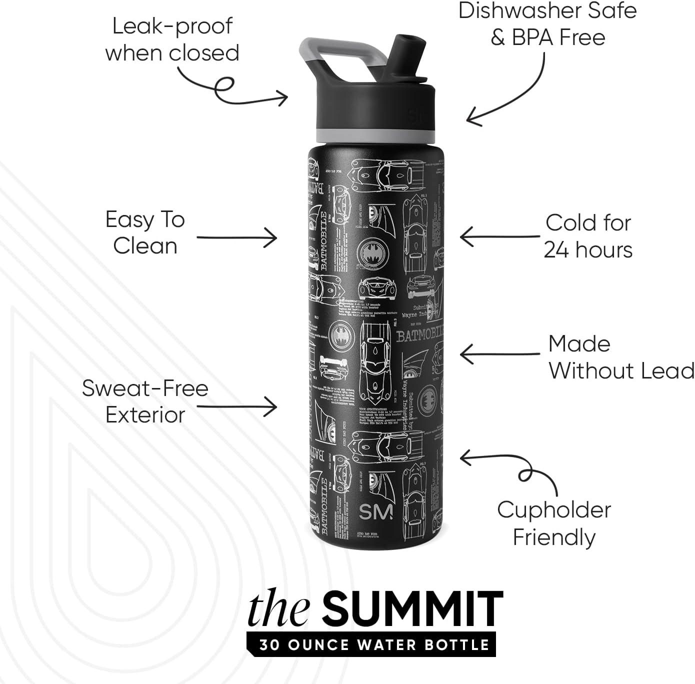 imageSimple Modern Summit Water Bottle with Straw Lid Bluey 30oz Leak Proof Stainless Steel Insulated Cup Gifts for Her Him Bluey StripesDC Comics Batwheels Schematics