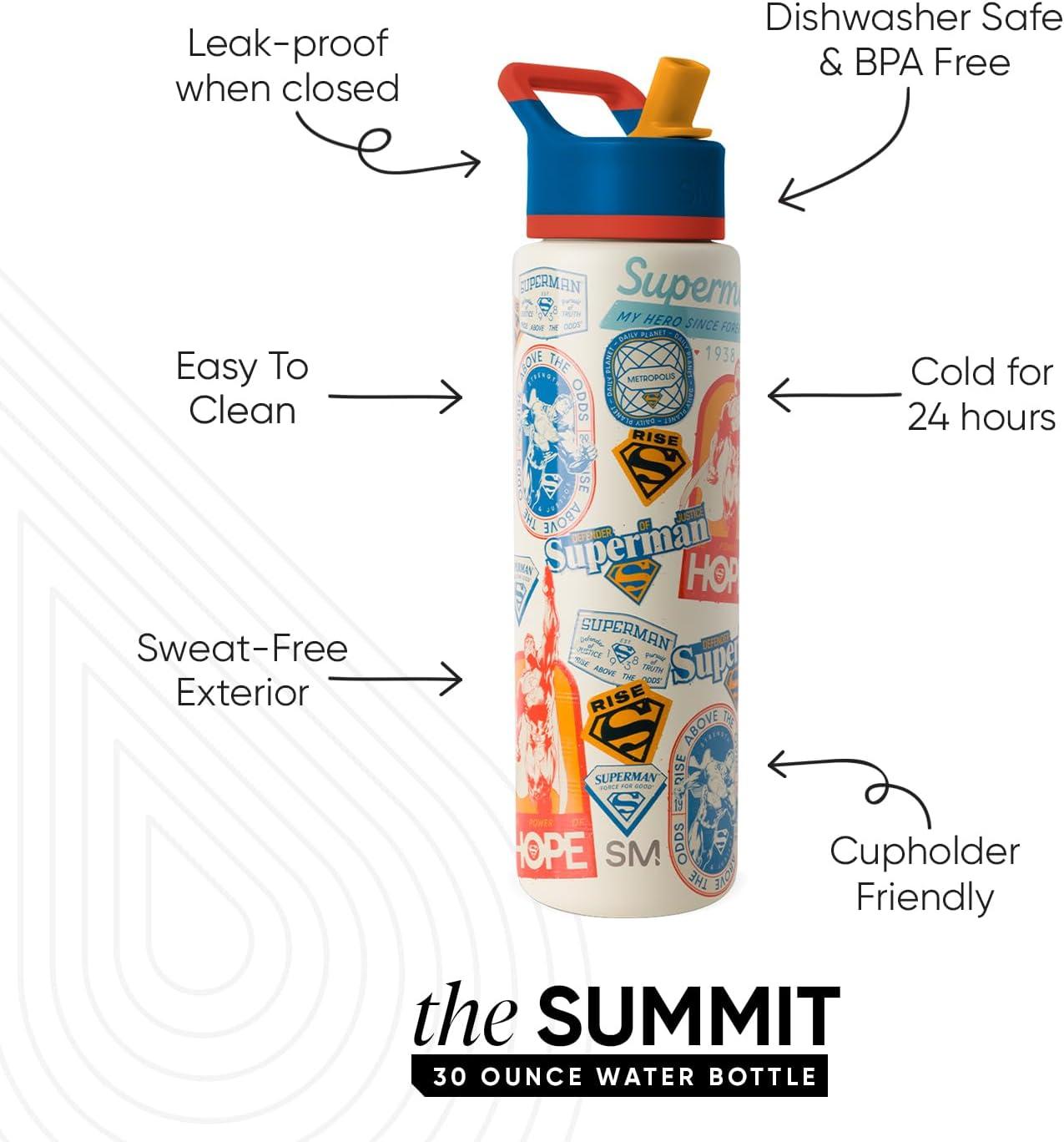 imageSimple Modern Summit Water Bottle with Straw Lid Bluey 30oz Leak Proof Stainless Steel Insulated Cup Gifts for Her Him Bluey StripesDC Comics Superman Up in the Sky