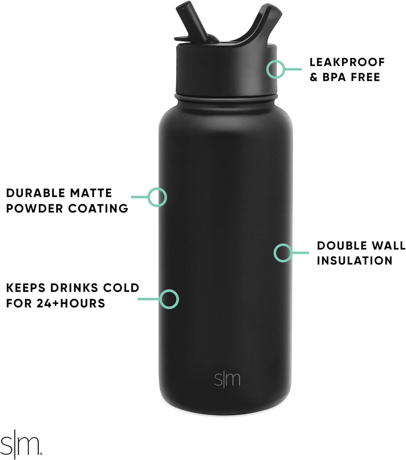 imageSimple Modern Summit Water Bottle with Straw Lid Bluey 30oz Leak Proof Stainless Steel Insulated Cup Gifts for Her Him Bluey StripesDisney Minnie Mouse on Blue
