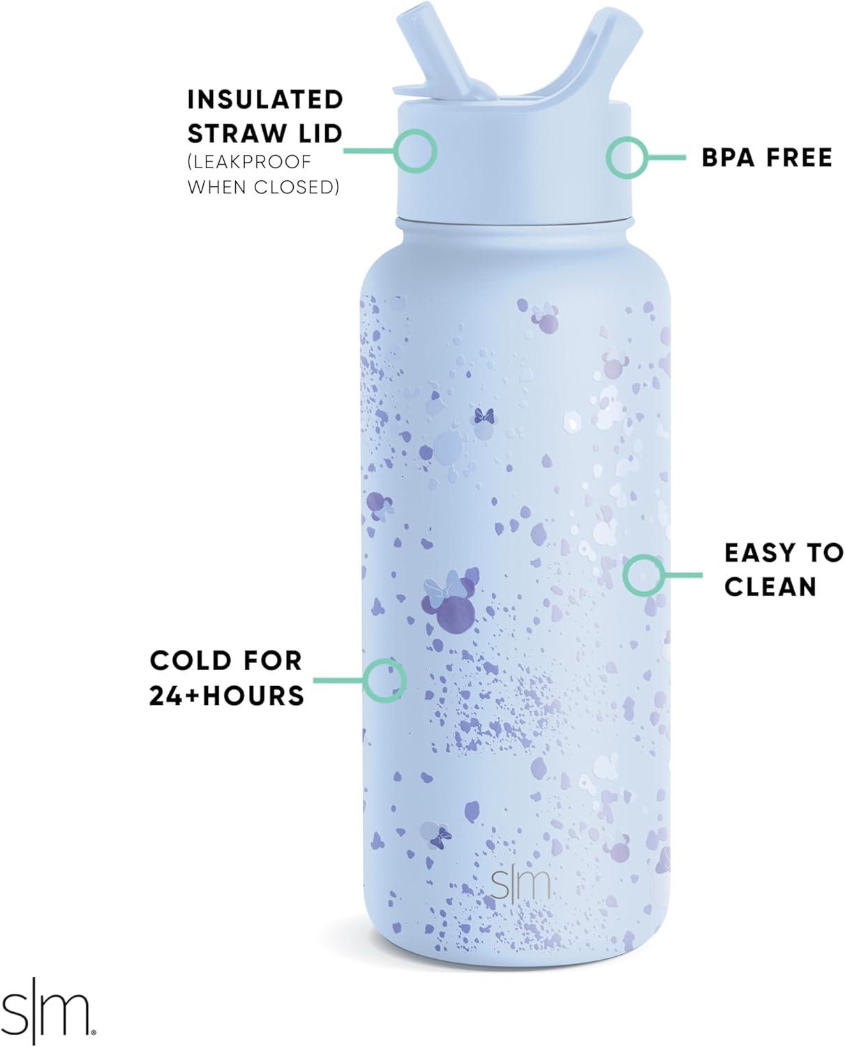 imageSimple Modern Summit Water Bottle with Straw Lid Bluey 30oz Leak Proof Stainless Steel Insulated Cup Gifts for Her Him Bluey StripesDisney Minnie Specktacular