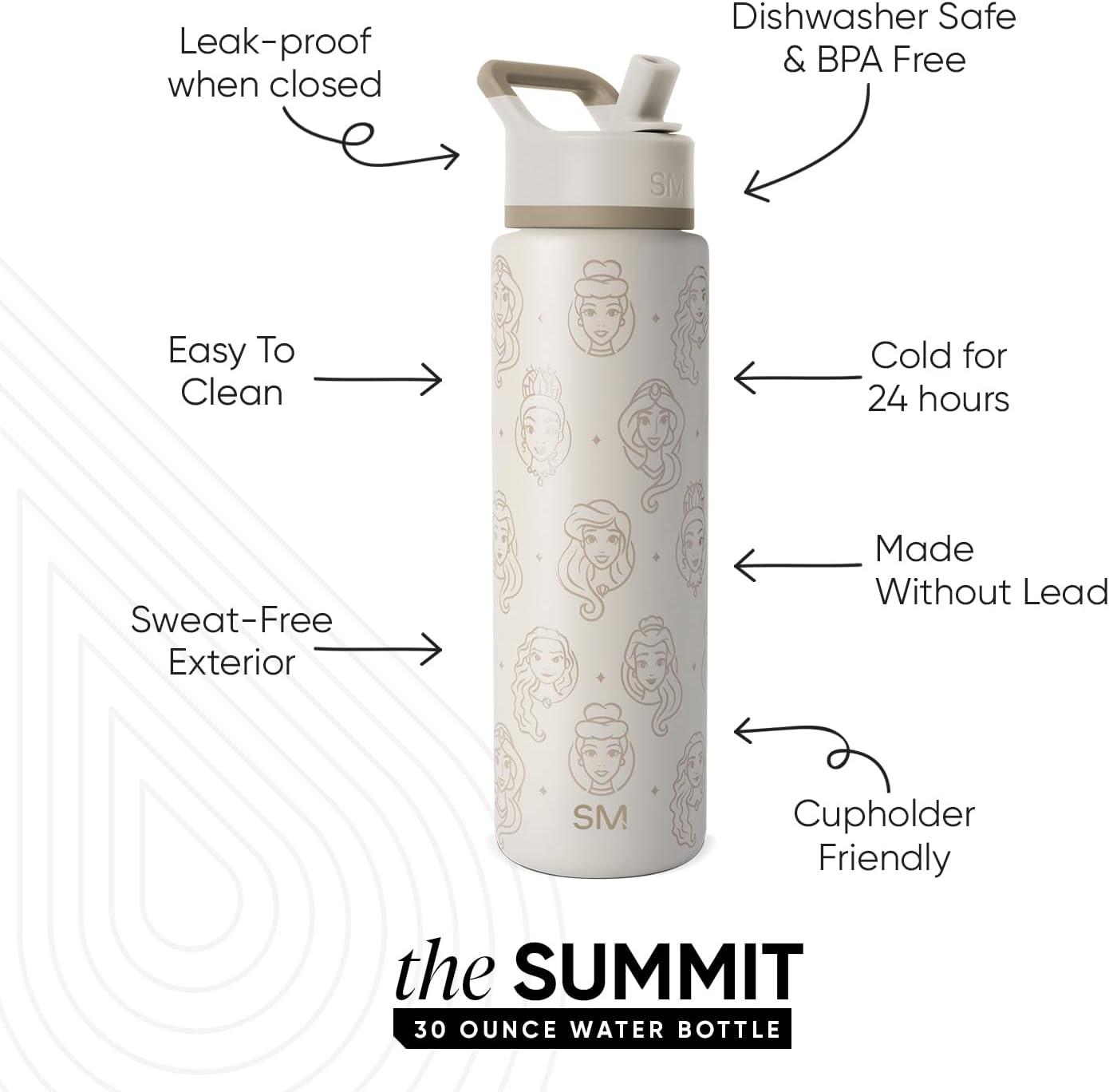 imageSimple Modern Summit Water Bottle with Straw Lid Bluey 30oz Leak Proof Stainless Steel Insulated Cup Gifts for Her Him Bluey StripesDisney Princess Icons