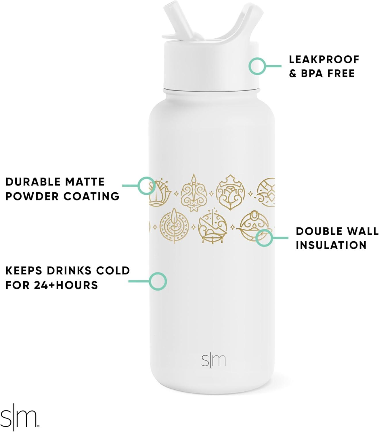 imageSimple Modern Summit Water Bottle with Straw Lid Bluey 30oz Leak Proof Stainless Steel Insulated Cup Gifts for Her Him Bluey StripesDisney Seal of a Princess