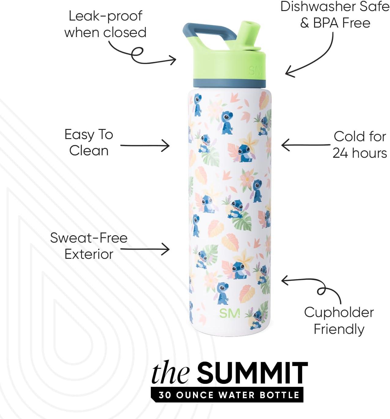 imageSimple Modern Summit Water Bottle with Straw Lid Bluey 30oz Leak Proof Stainless Steel Insulated Cup Gifts for Her Him Bluey StripesDisney Stitch Paradise