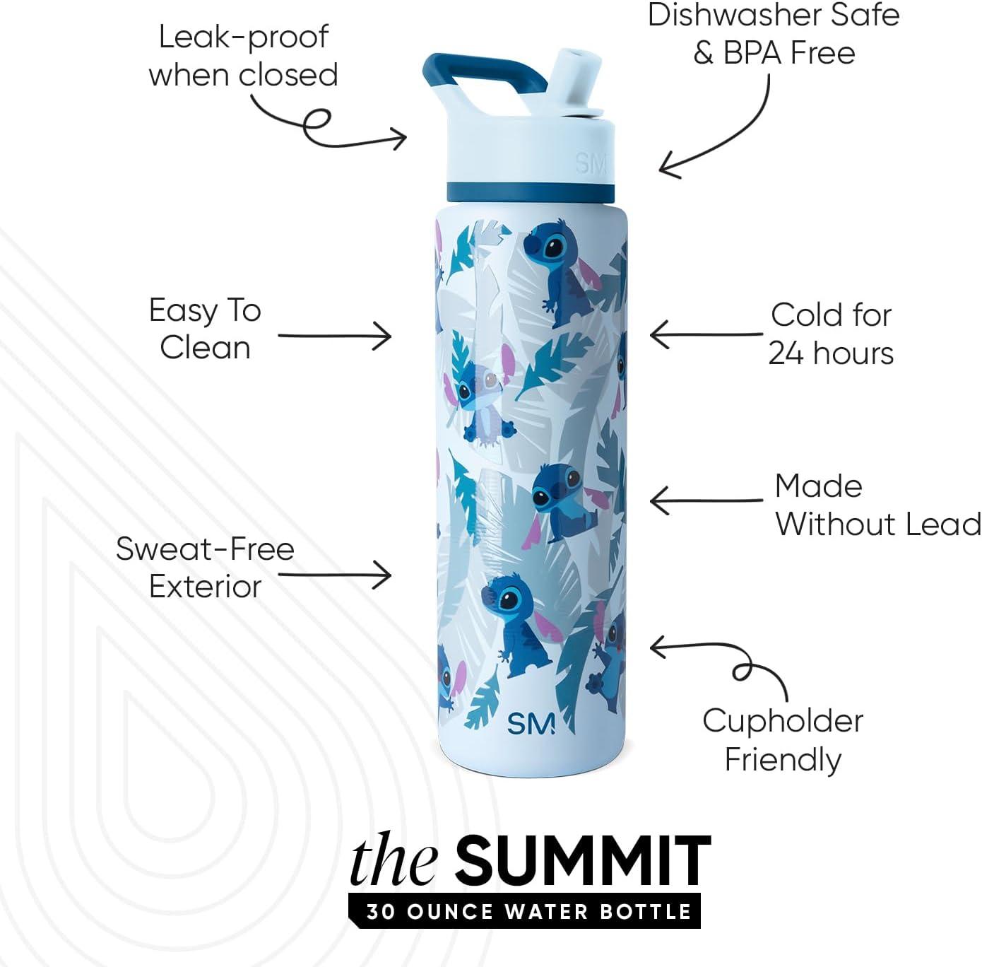 imageSimple Modern Summit Water Bottle with Straw Lid Bluey 30oz Leak Proof Stainless Steel Insulated Cup Gifts for Her Him Bluey StripesDisney Tropical Stitch