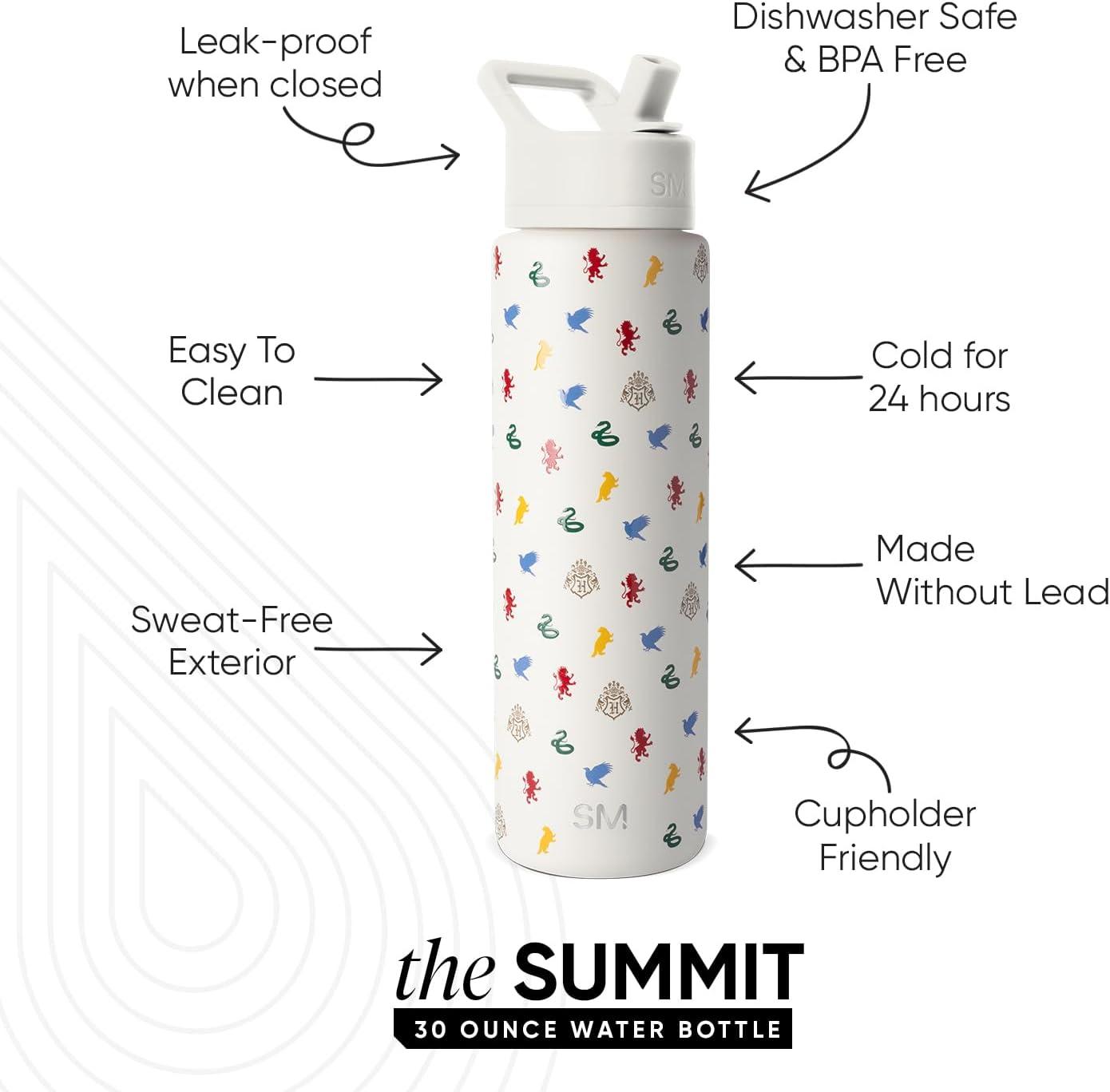 imageSimple Modern Summit Water Bottle with Straw Lid Bluey 30oz Leak Proof Stainless Steel Insulated Cup Gifts for Her Him Bluey StripesHarry Potter Hogwarts Mix
