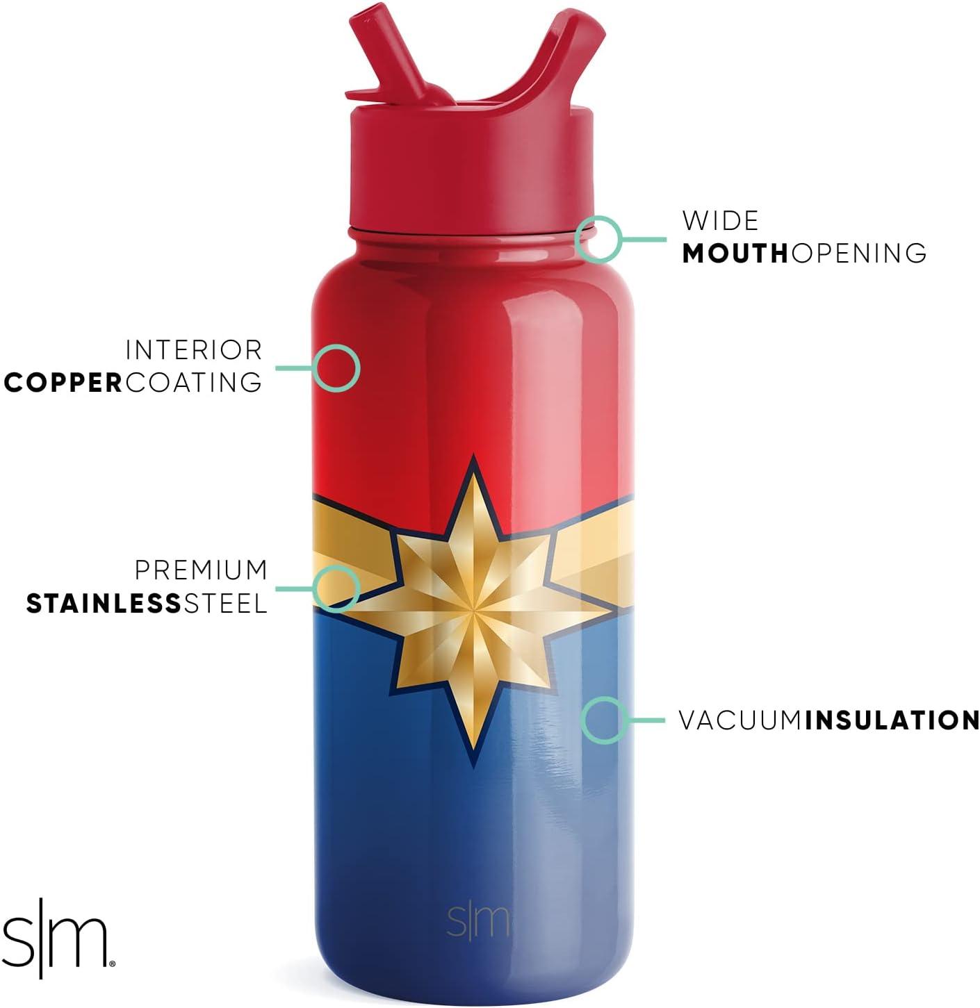 imageSimple Modern Summit Water Bottle with Straw Lid Bluey 30oz Leak Proof Stainless Steel Insulated Cup Gifts for Her Him Bluey StripesMarvel Captain Marvel