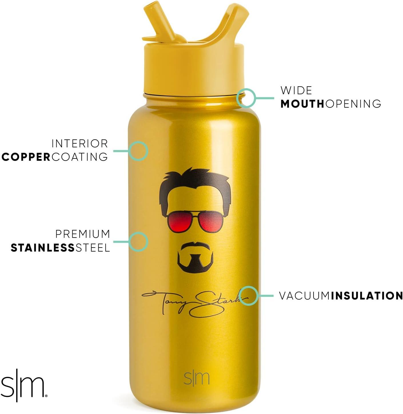imageSimple Modern Summit Water Bottle with Straw Lid Bluey 30oz Leak Proof Stainless Steel Insulated Cup Gifts for Her Him Bluey StripesMarvel Iron Man Tony Stark