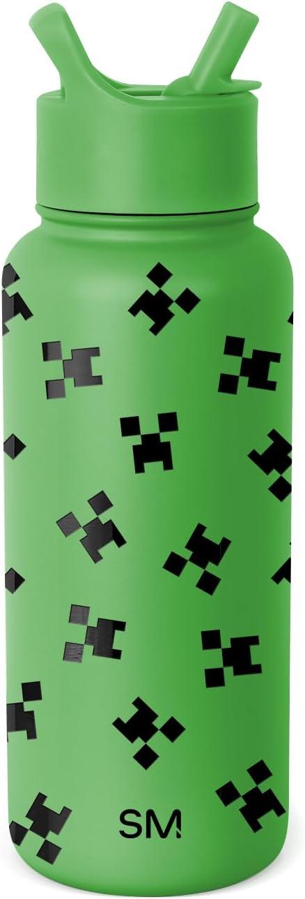 imageSimple Modern Summit Water Bottle with Straw Lid Bluey 30oz Leak Proof Stainless Steel Insulated Cup Gifts for Her Him Bluey StripesMinecraft Creeper