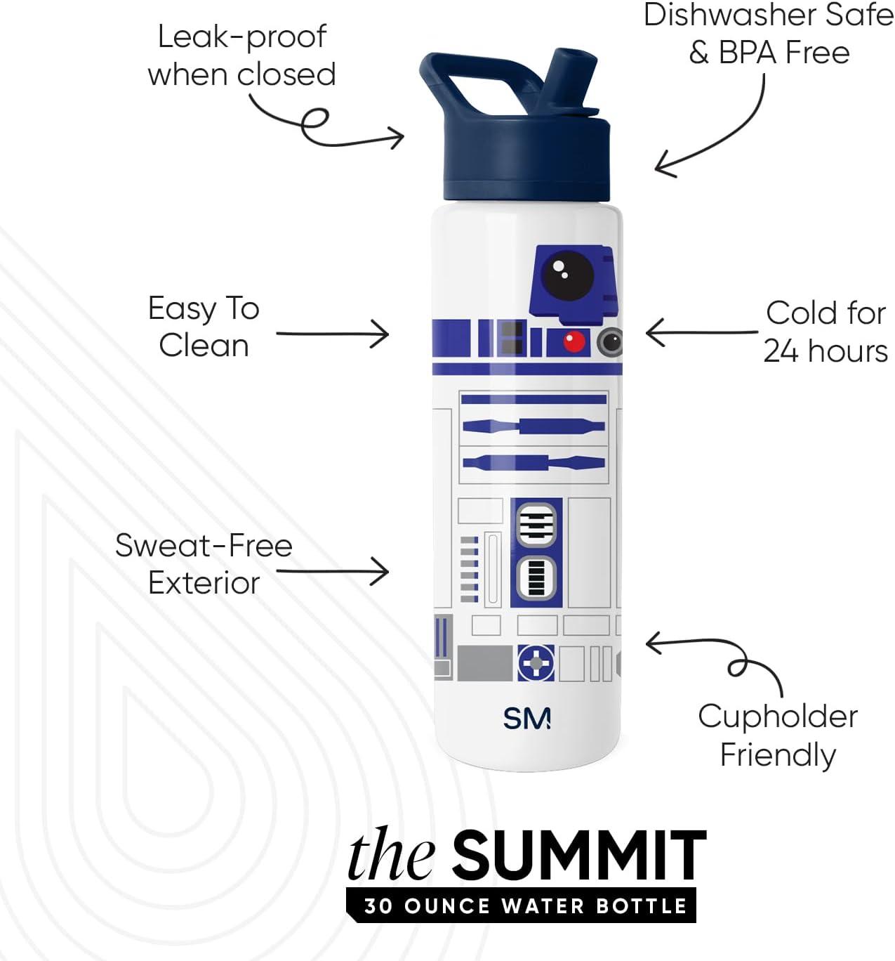 imageSimple Modern Summit Water Bottle with Straw Lid Bluey 30oz Leak Proof Stainless Steel Insulated Cup Gifts for Her Him Bluey StripesStar Wars R2D2