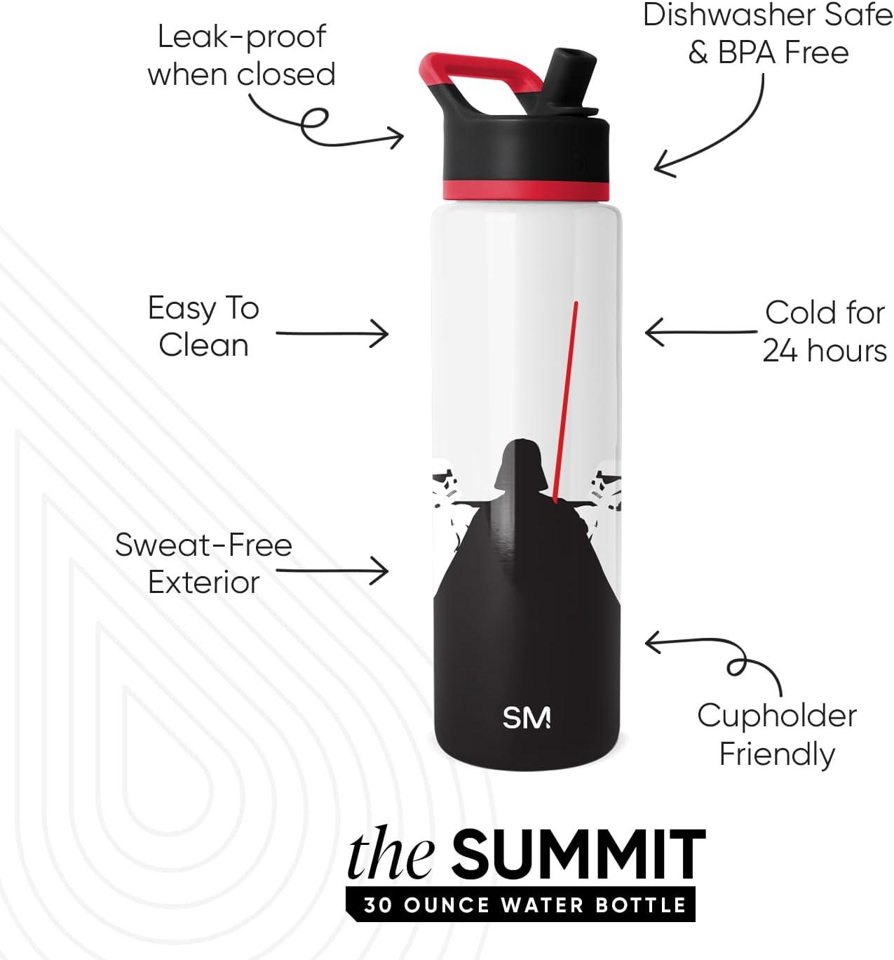 imageSimple Modern Summit Water Bottle with Straw Lid Bluey 30oz Leak Proof Stainless Steel Insulated Cup Gifts for Her Him Bluey StripesStar Wars The Dark Side