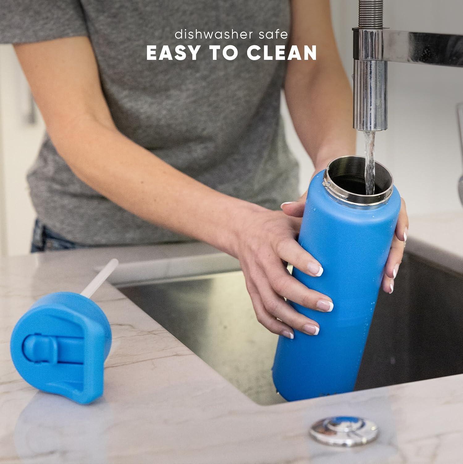 imageSimple Modern Summit Water Bottle with Straw Lid Bluey 30oz Leak Proof Stainless Steel Insulated Cup Gifts for Her Him Bluey StripesTMNT Checkerboard