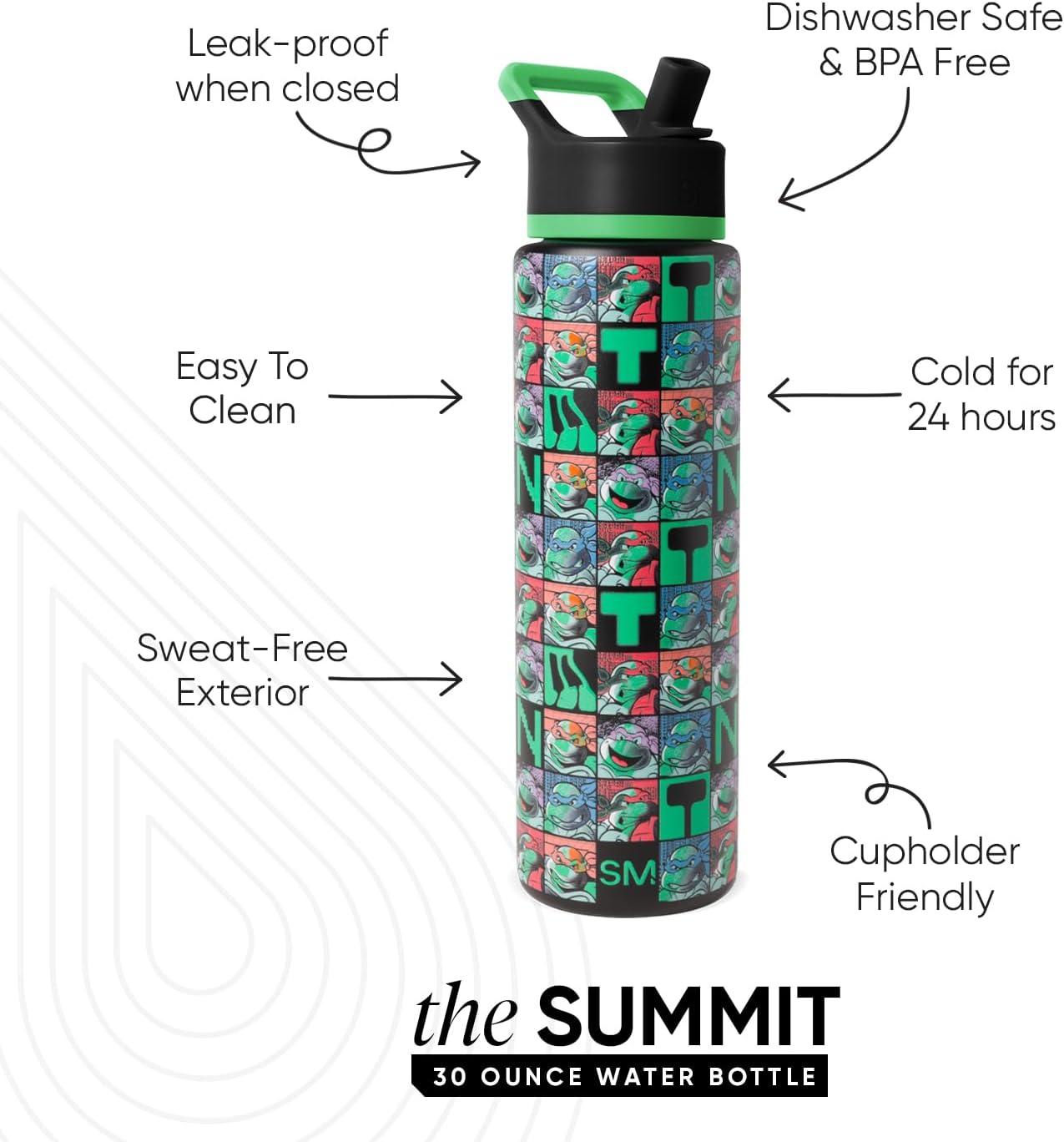 imageSimple Modern Summit Water Bottle with Straw Lid Bluey 30oz Leak Proof Stainless Steel Insulated Cup Gifts for Her Him Bluey StripesTMNT Checkerboard