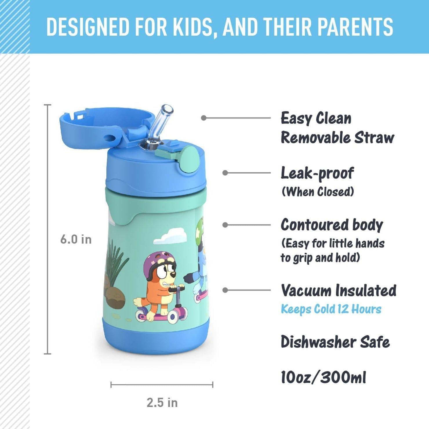 imageThermos Baby 10 oz Stainless Steel Bottle with popup straw BlueyBluey