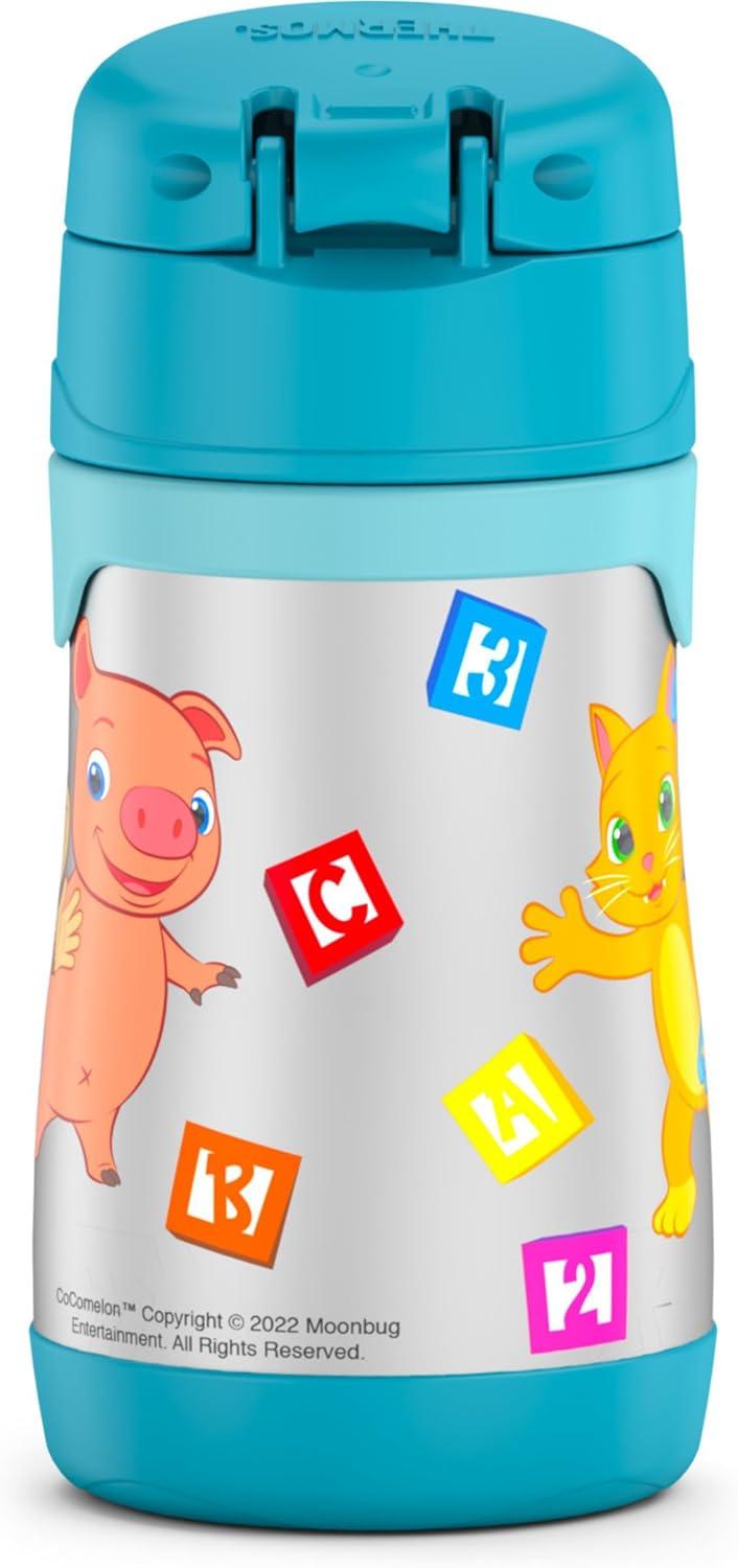 imageThermos Baby 10 oz Stainless Steel Bottle with popup straw BlueyCocomelon