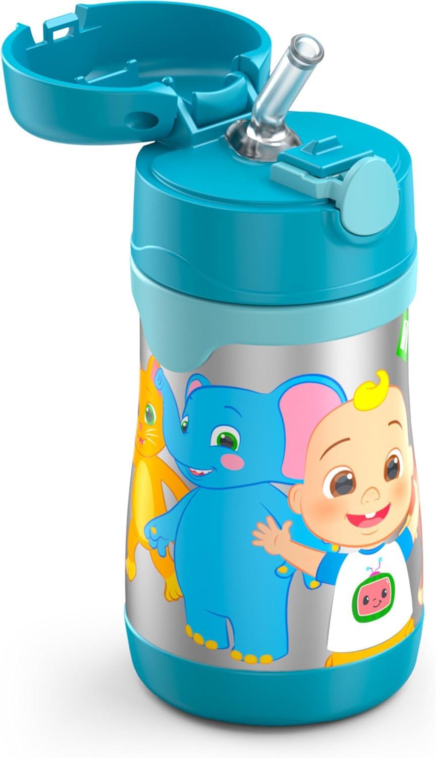 imageThermos Baby 10 oz Stainless Steel Bottle with popup straw BlueyCocomelon