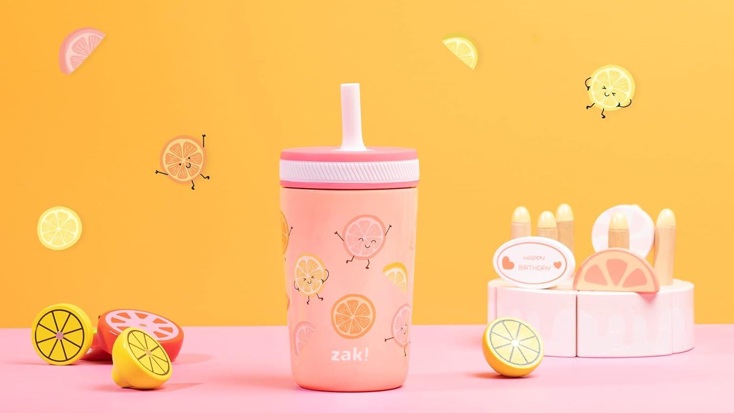 imageZak Designs Bluey Kelso Toddler Cups For Travel or At Home 12oz Vacuum Insulated Stainless Steel Sippy Cup With LeakProof Design is Perfect For Kids Bluey Bingo Grandad MortHappy Fruit