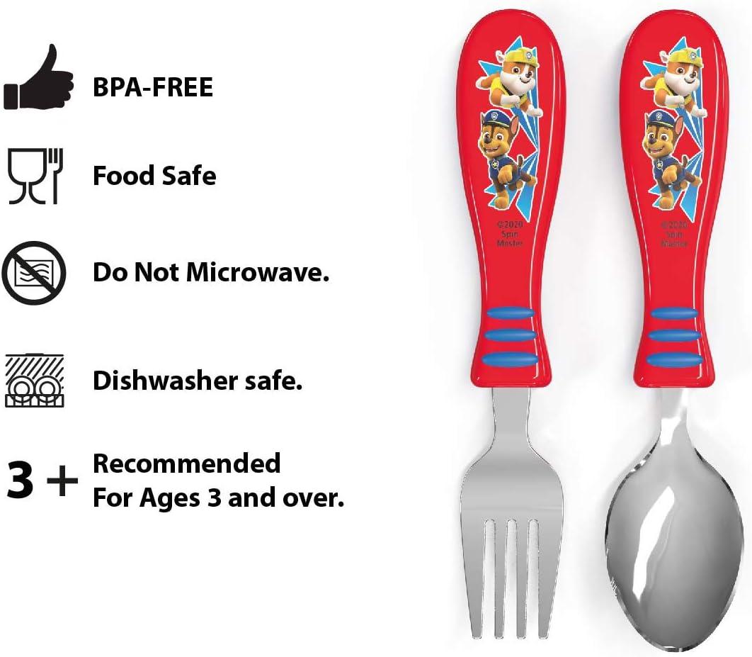 imageZak Designs Bluey Kid Flatware Set with Fun Character Art on Both Utensils Non Slip Fork and Spoon Set is Perfect for Encouraging Picky Eaters to Finish Their Plates 2 pk BPAFreePaw Patrol