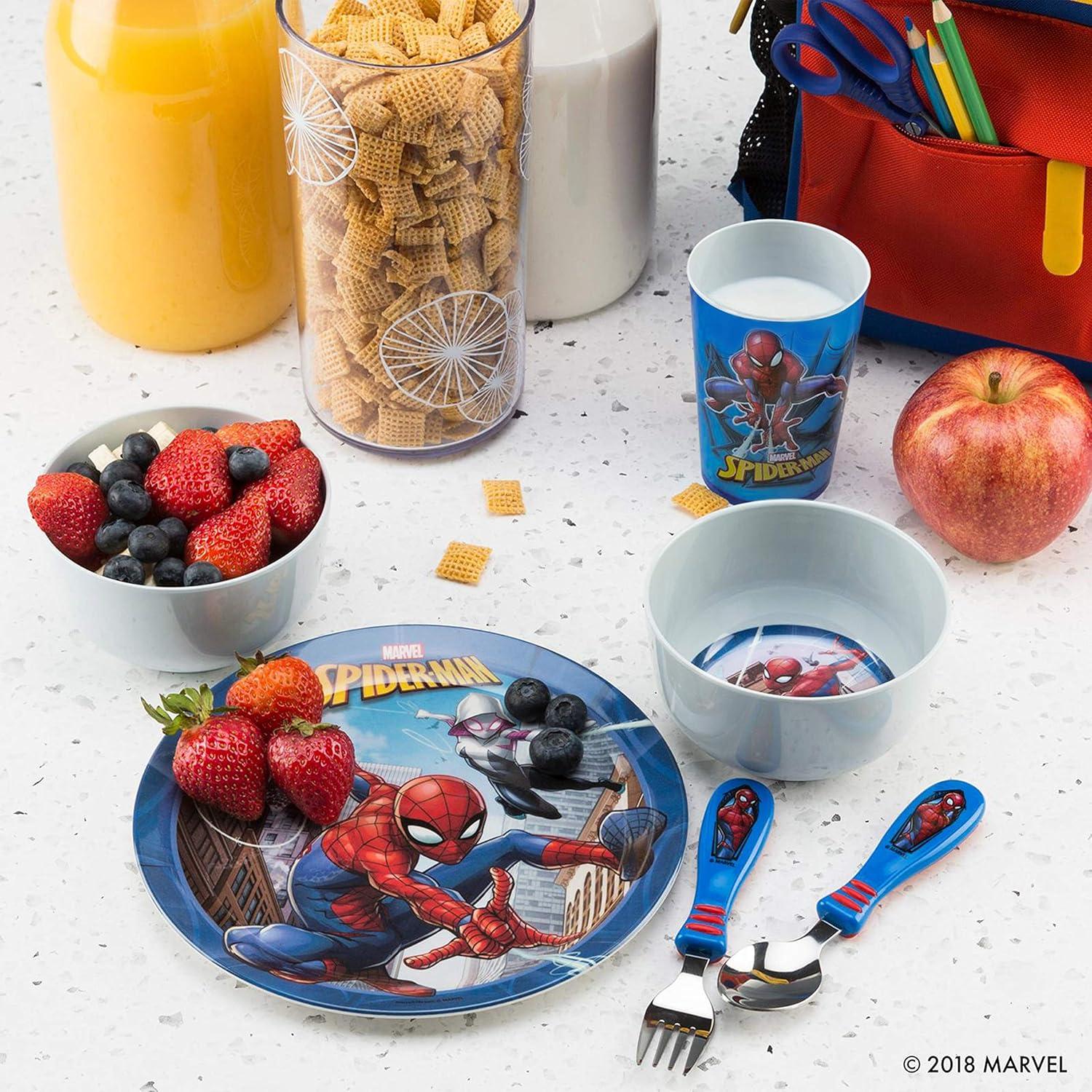 imageZak Designs Bluey Kid Flatware Set with Fun Character Art on Both Utensils Non Slip Fork and Spoon Set is Perfect for Encouraging Picky Eaters to Finish Their Plates 2 pk BPAFreeSpiderMan