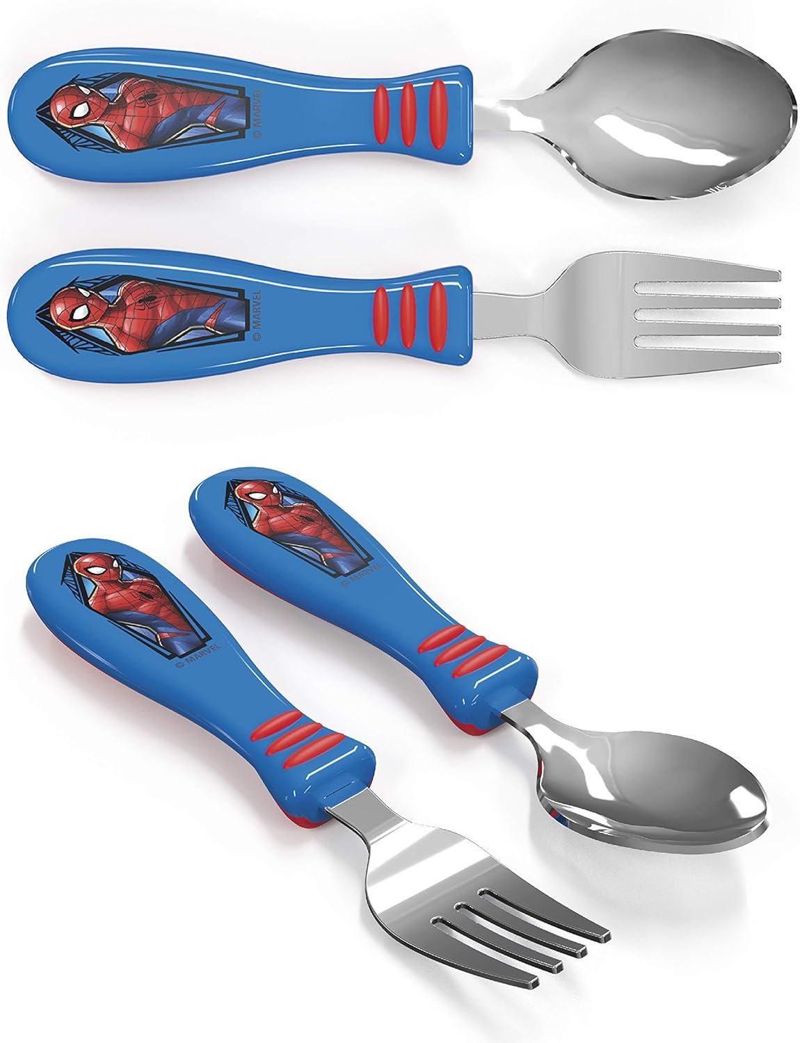 imageZak Designs Bluey Kid Flatware Set with Fun Character Art on Both Utensils Non Slip Fork and Spoon Set is Perfect for Encouraging Picky Eaters to Finish Their Plates 2 pk BPAFreeSpiderMan