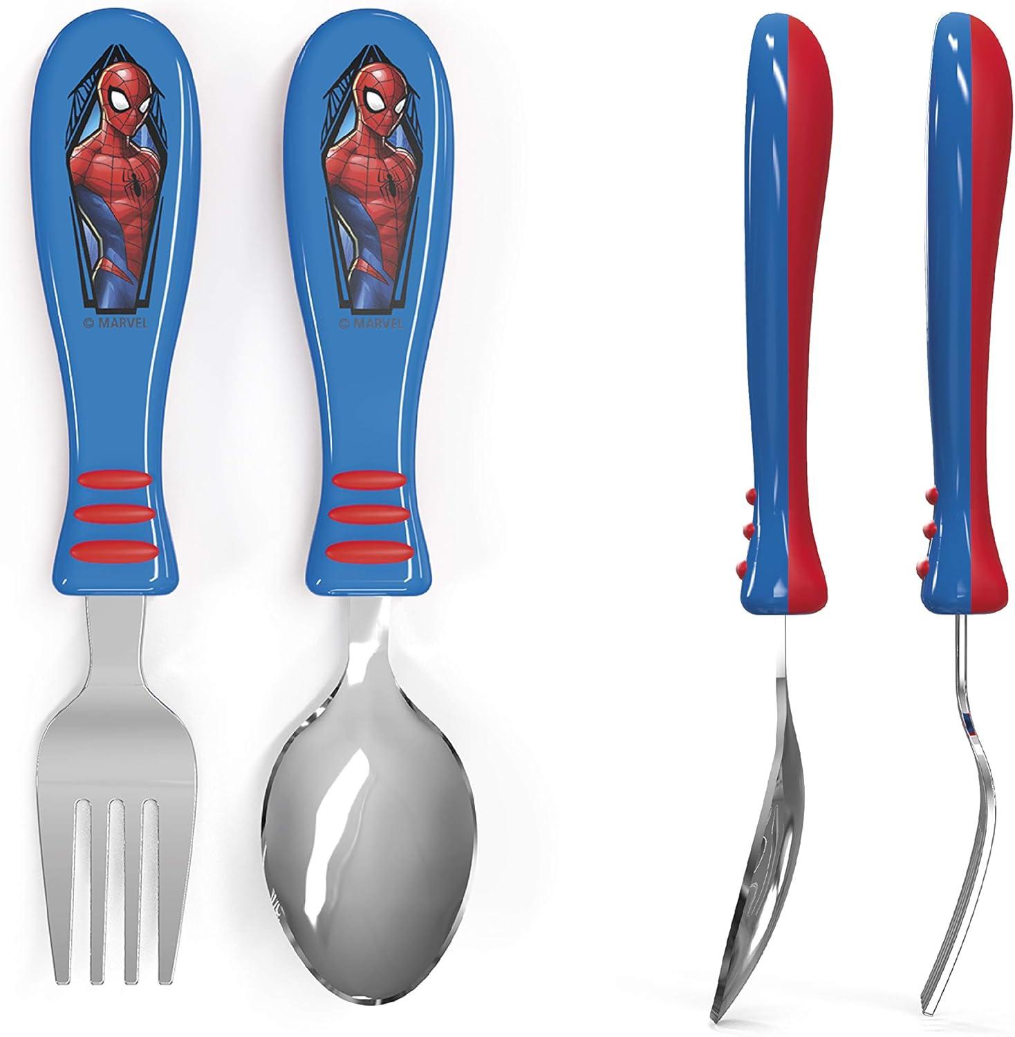 imageZak Designs Bluey Kid Flatware Set with Fun Character Art on Both Utensils Non Slip Fork and Spoon Set is Perfect for Encouraging Picky Eaters to Finish Their Plates 2 pk BPAFreeSpiderMan