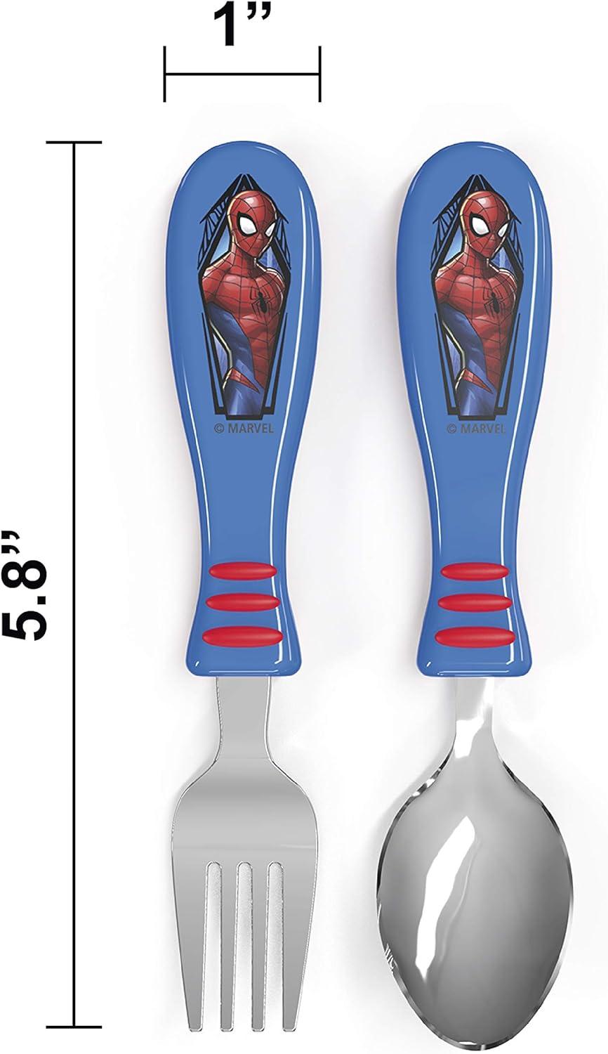 imageZak Designs Bluey Kid Flatware Set with Fun Character Art on Both Utensils Non Slip Fork and Spoon Set is Perfect for Encouraging Picky Eaters to Finish Their Plates 2 pk BPAFreeSpiderMan