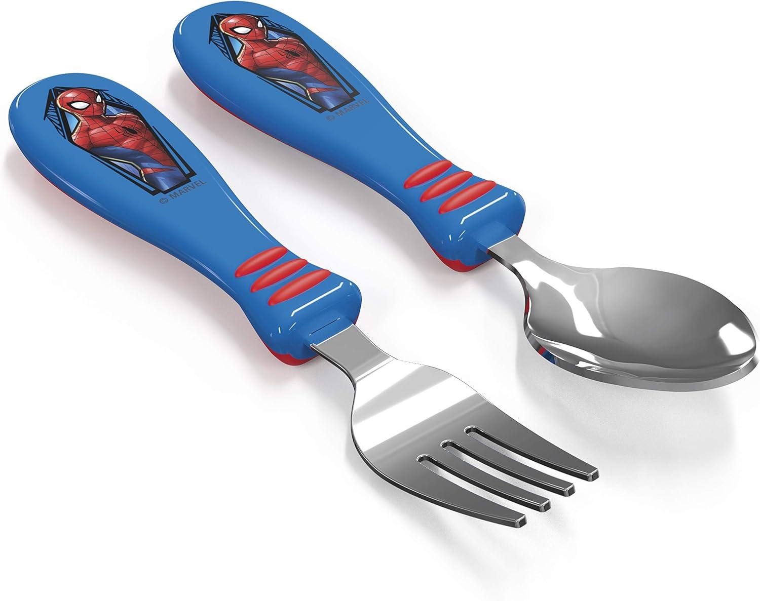 imageZak Designs Bluey Kid Flatware Set with Fun Character Art on Both Utensils Non Slip Fork and Spoon Set is Perfect for Encouraging Picky Eaters to Finish Their Plates 2 pk BPAFreeSpiderMan
