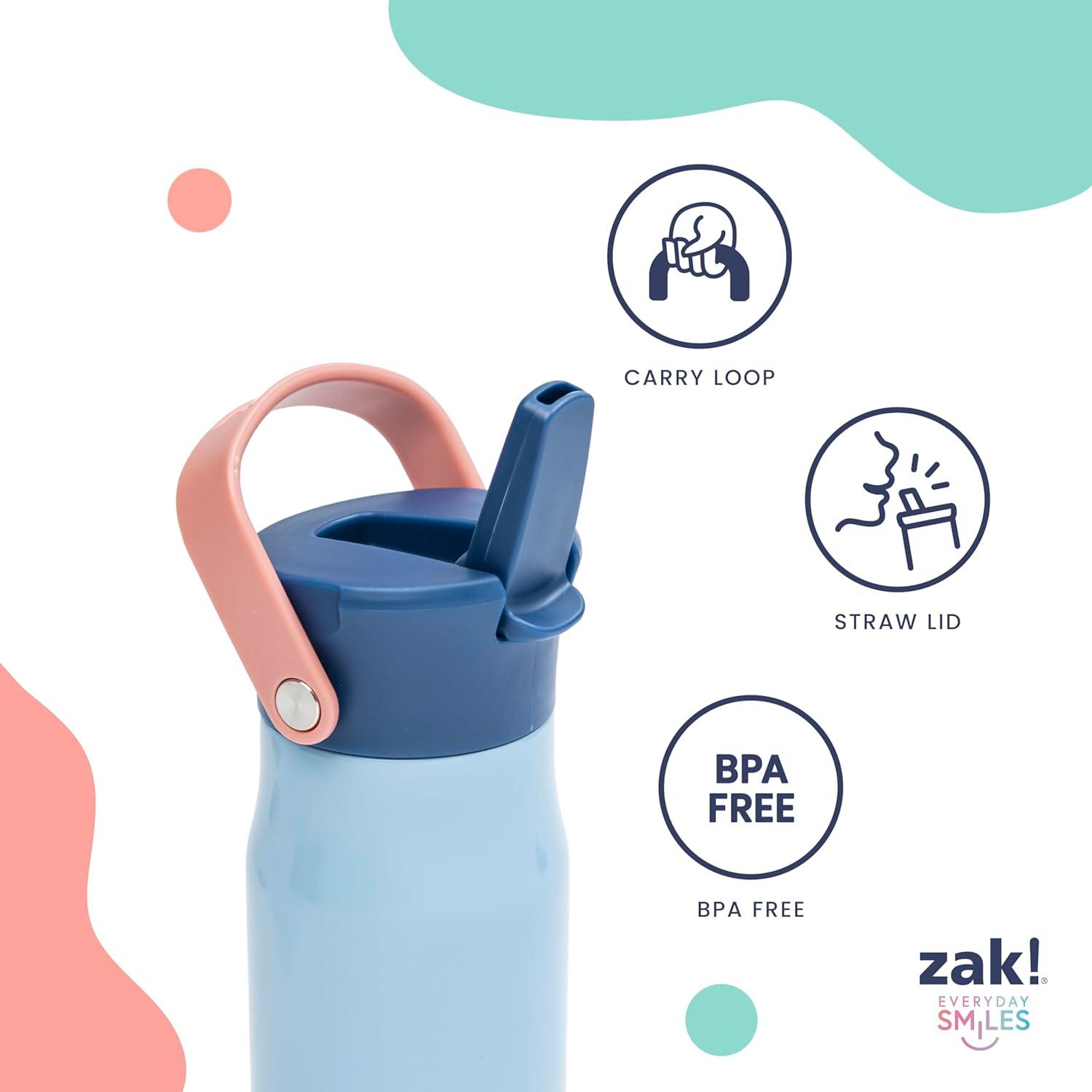 imageZak Designs Harmony Bluey Water Bottle for Travel or At Home 18oz Durable Plastic is LeakProof When Closed with Straw Lid and Carry Handle 2Pack Bluey and BingoBarbiePink