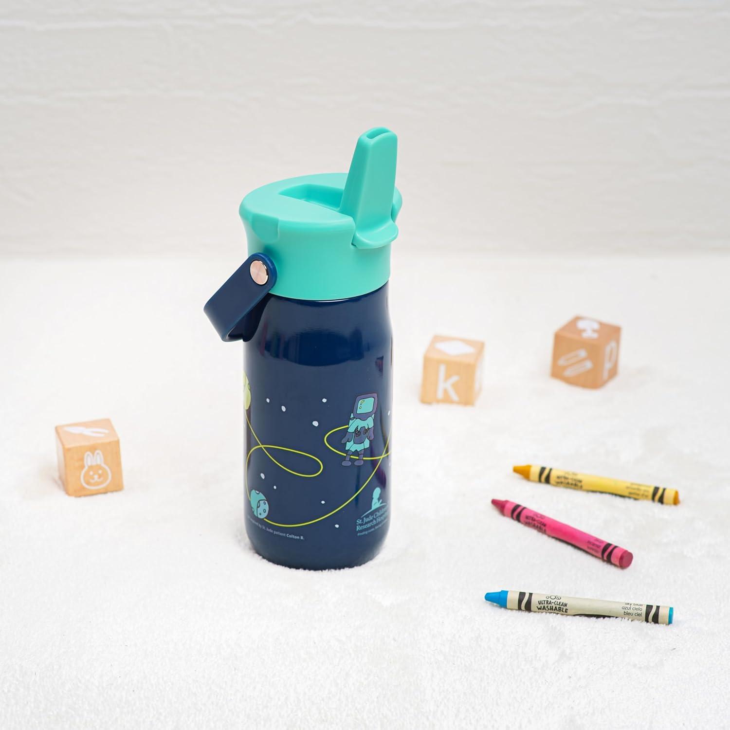 imageZak Designs Harmony Bluey Water Bottle for Travel or At Home 18oz Durable Plastic is LeakProof When Closed with Straw Lid and Carry Handle 2Pack Bluey and BingoSt Jude Space