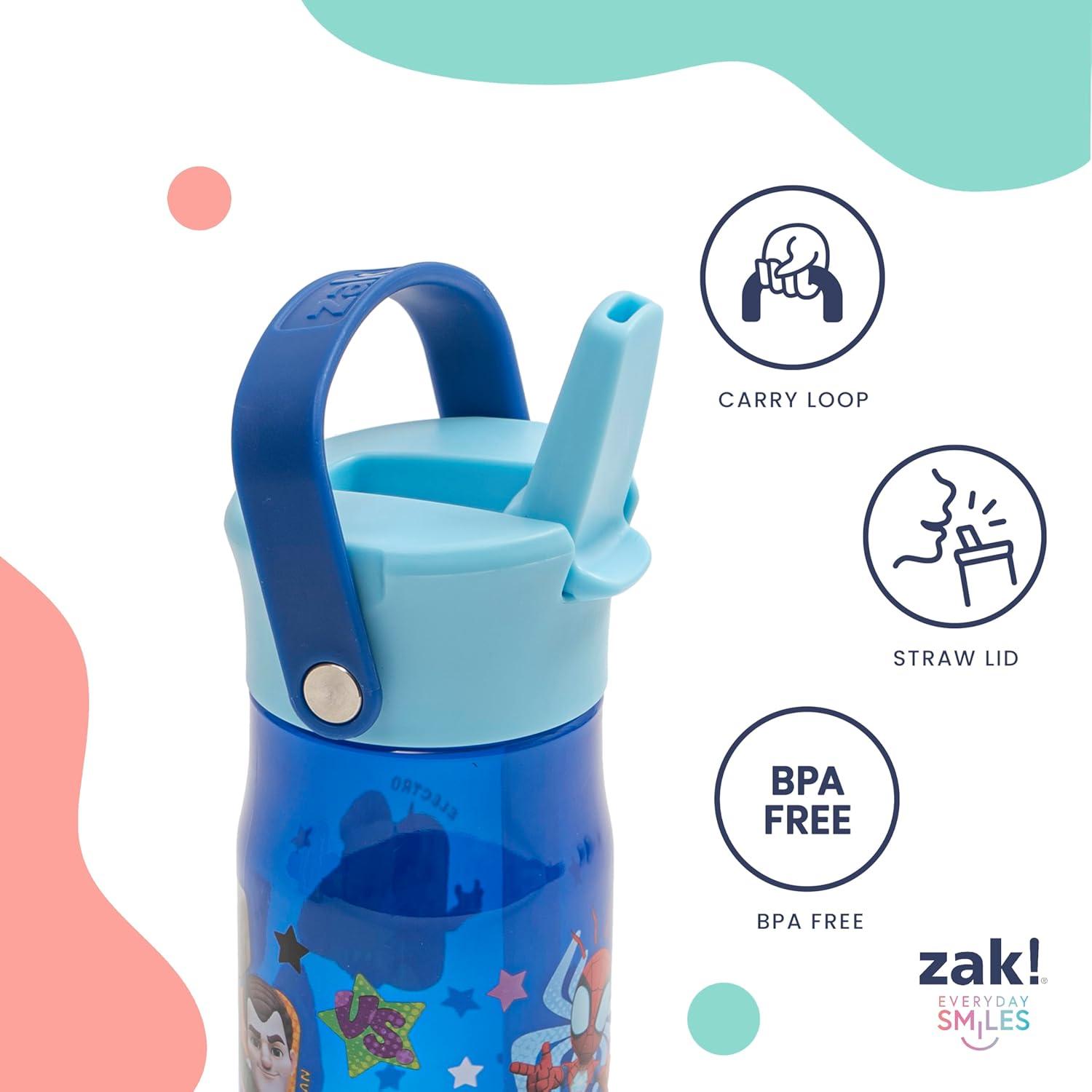 imageZak Designs Harmony Bluey Water Bottle for Travel or At Home 18oz Durable Plastic is LeakProof When Closed with Straw Lid and Carry Handle 2Pack Bluey and BingoMarvel Spidey and His Amazing Friends