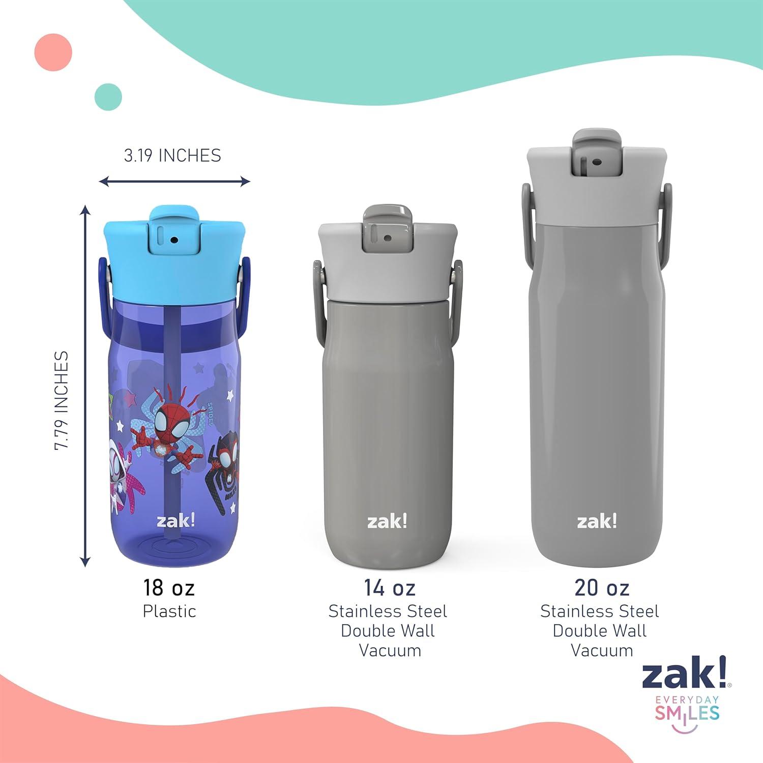 imageZak Designs Harmony Bluey Water Bottle for Travel or At Home 18oz Durable Plastic is LeakProof When Closed with Straw Lid and Carry Handle 2Pack Bluey and BingoMarvel Spidey and His Amazing Friends