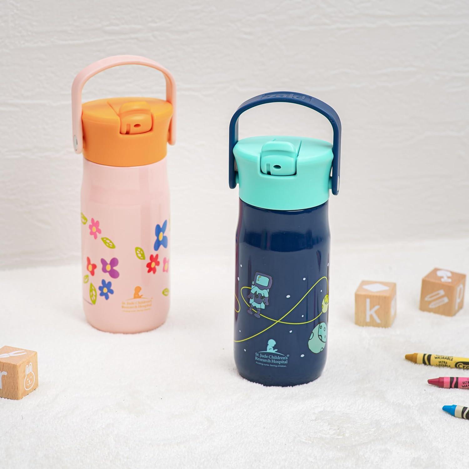 imageZak Designs Harmony Bluey Water Bottle for Travel or At Home 18oz Durable Plastic is LeakProof When Closed with Straw Lid and Carry Handle 2Pack Bluey and BingoSt Jude Space