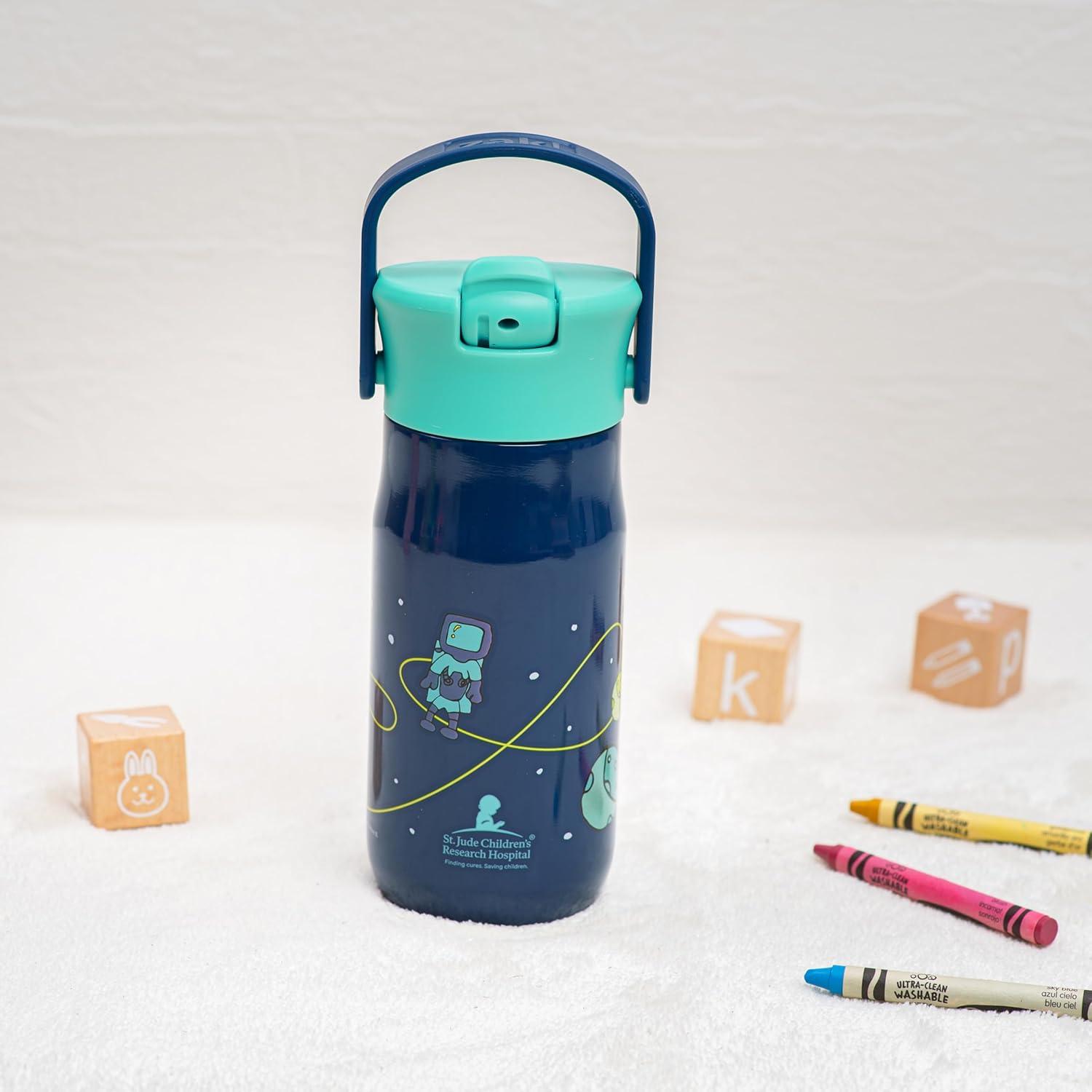 imageZak Designs Harmony Bluey Water Bottle for Travel or At Home 18oz Durable Plastic is LeakProof When Closed with Straw Lid and Carry Handle 2Pack Bluey and BingoSt Jude Space