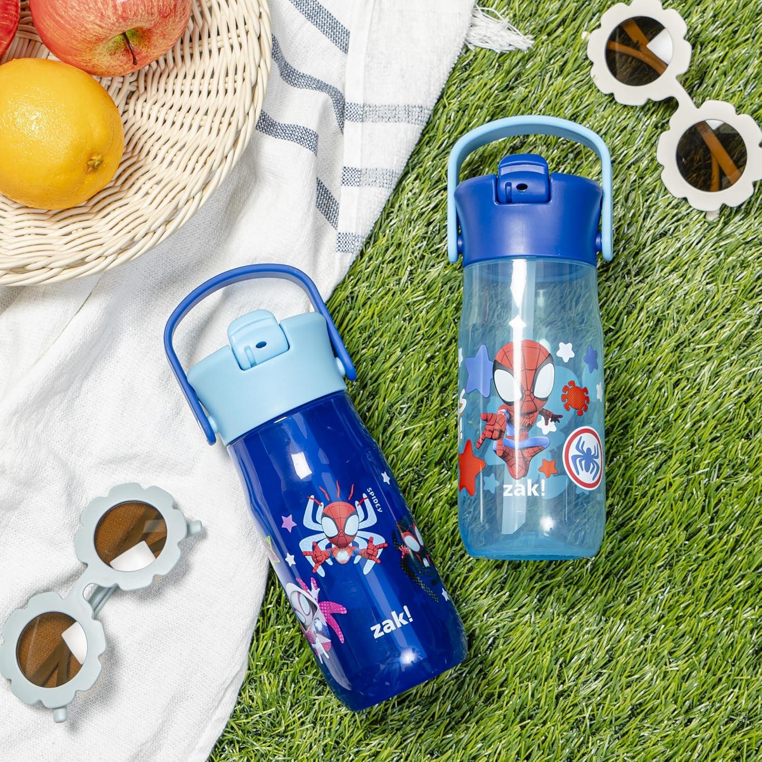 imageZak Designs Harmony Bluey Water Bottle for Travel or At Home 18oz Durable Plastic is LeakProof When Closed with Straw Lid and Carry Handle 2Pack Bluey and BingoMarvel Spidey and His Amazing Friends