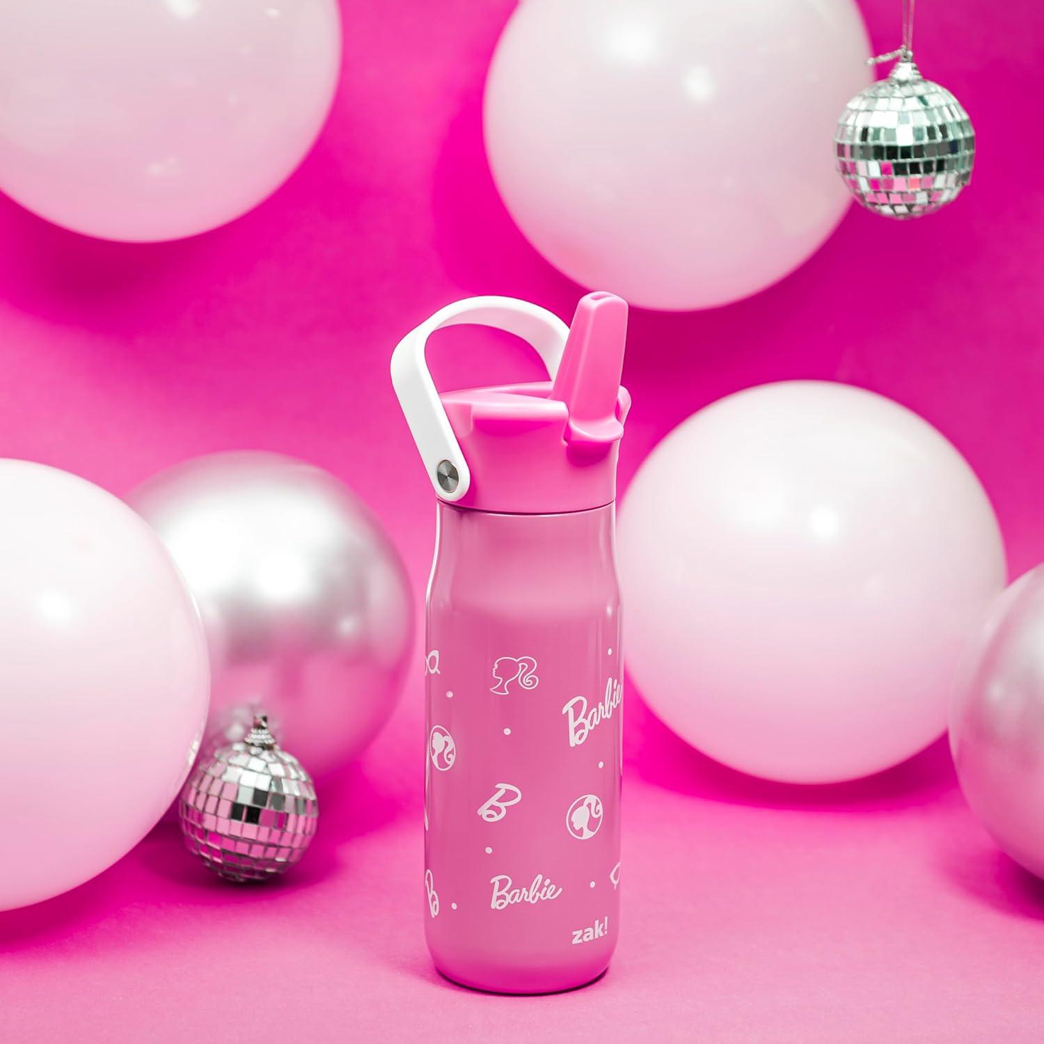 imageZak Designs Harmony Bluey Water Bottle for Travel or At Home 18oz Durable Plastic is LeakProof When Closed with Straw Lid and Carry Handle 2Pack Bluey and BingoBarbiePink
