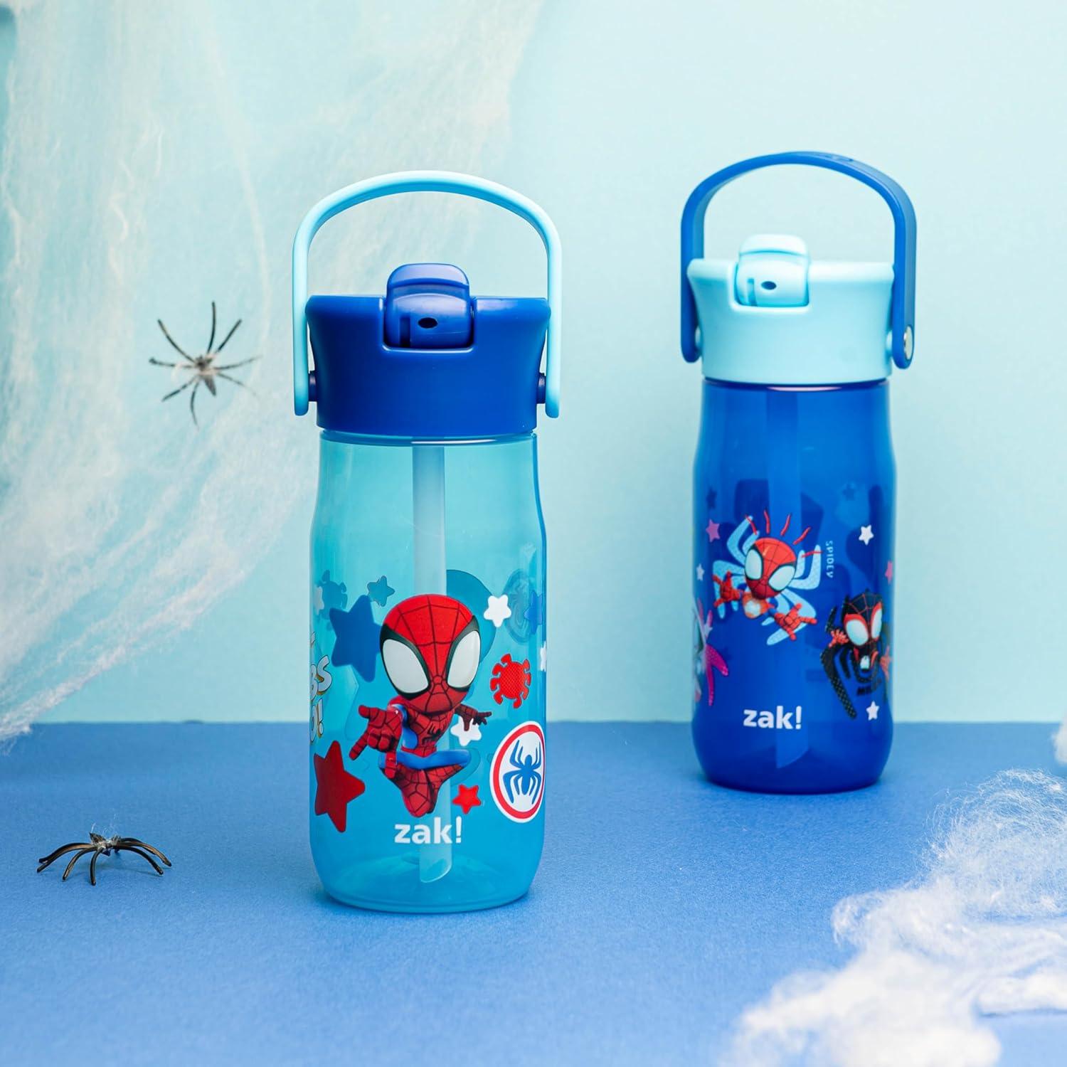 imageZak Designs Harmony Bluey Water Bottle for Travel or At Home 18oz Durable Plastic is LeakProof When Closed with Straw Lid and Carry Handle 2Pack Bluey and BingoMarvel Spidey and His Amazing Friends