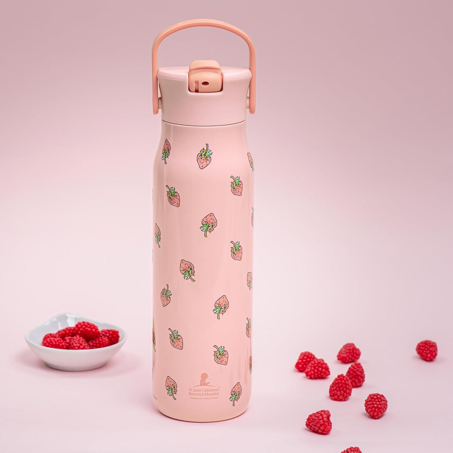 imageZak Designs Harmony Bluey Water Bottle for Travel or At Home 18oz Durable Plastic is LeakProof When Closed with Straw Lid and Carry Handle 2Pack Bluey and BingoSt Jude Strawberry