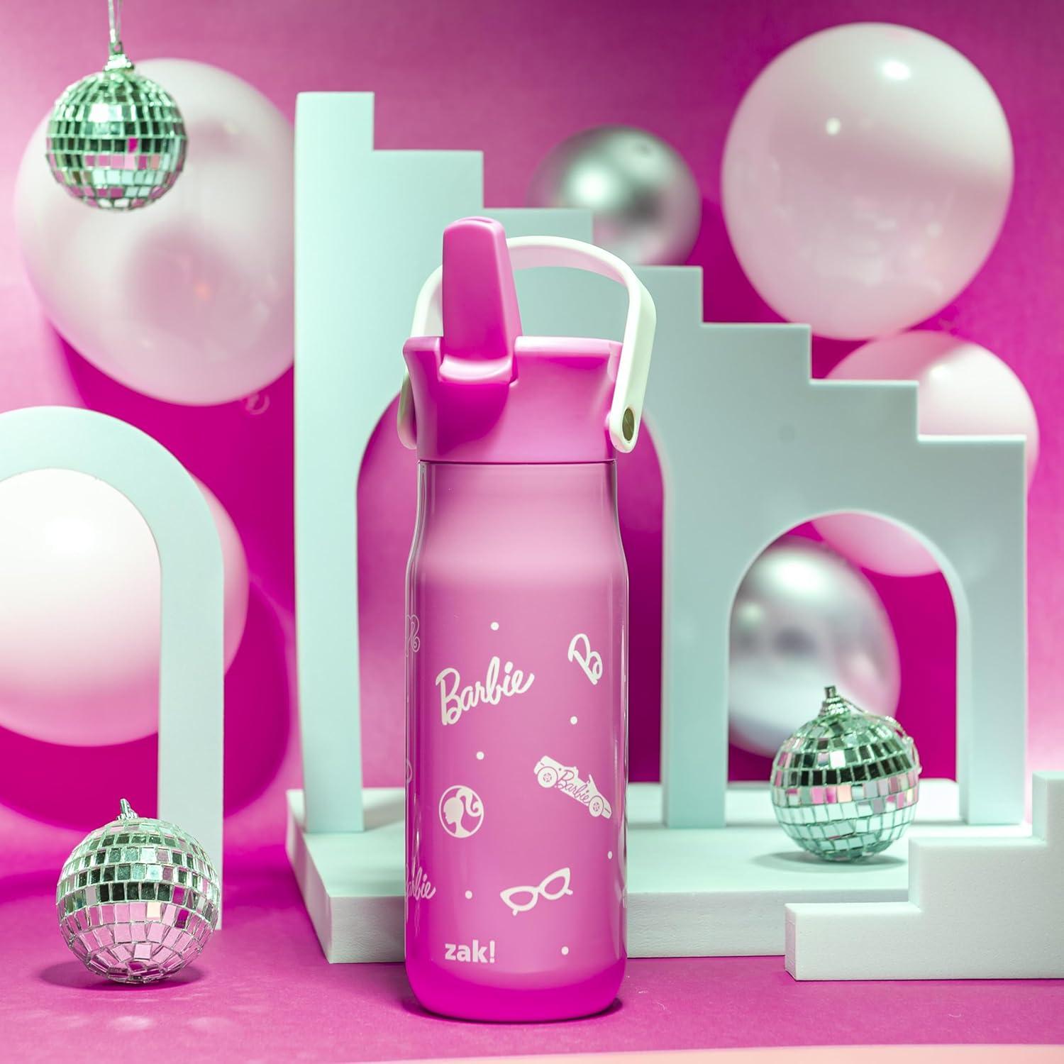 imageZak Designs Harmony Bluey Water Bottle for Travel or At Home 18oz Durable Plastic is LeakProof When Closed with Straw Lid and Carry Handle 2Pack Bluey and BingoBarbiePink