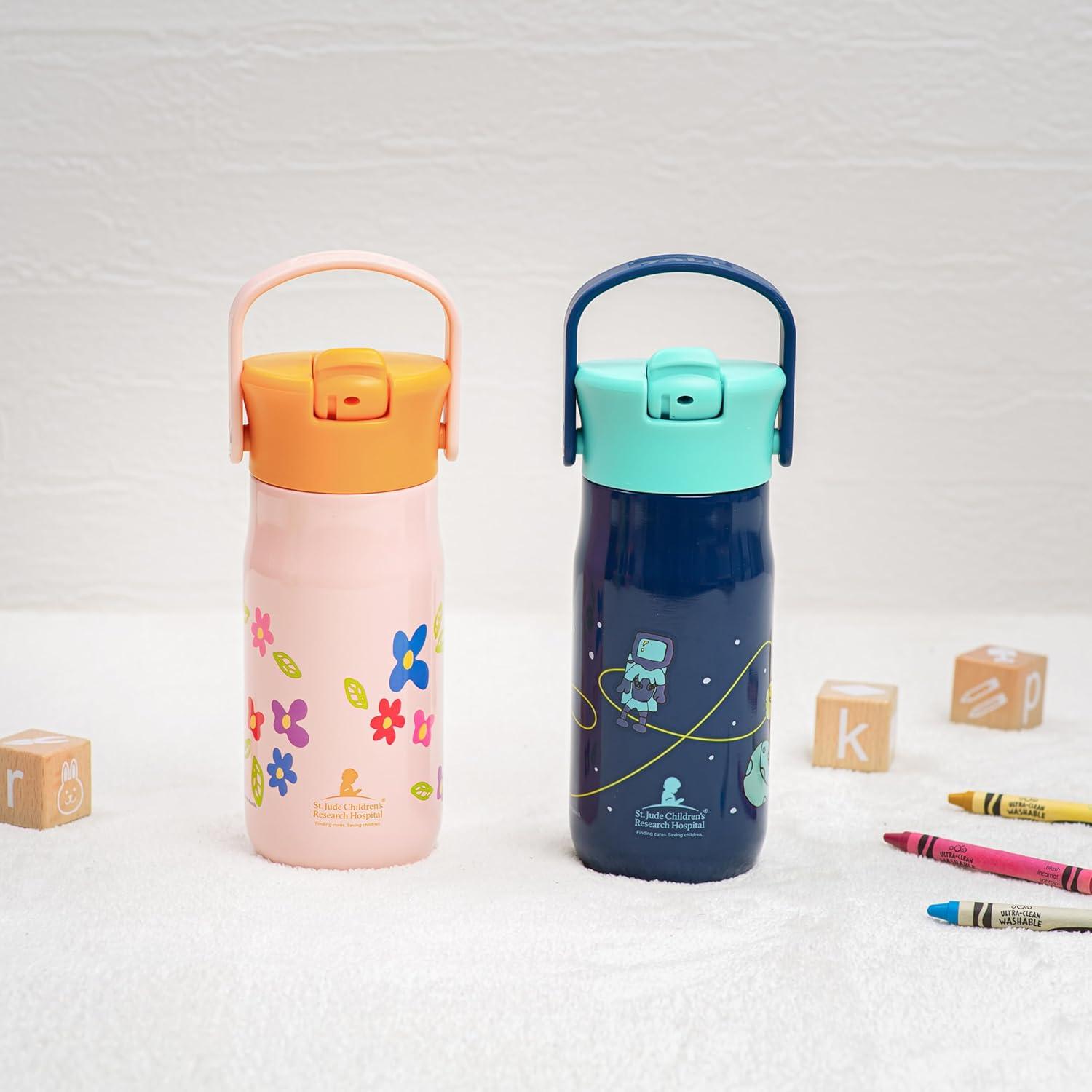 imageZak Designs Harmony Bluey Water Bottle for Travel or At Home 18oz Durable Plastic is LeakProof When Closed with Straw Lid and Carry Handle 2Pack Bluey and BingoSt Jude Space
