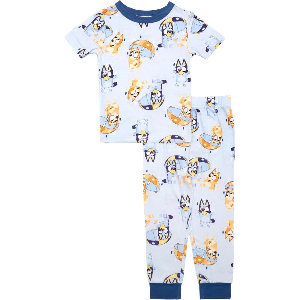 imageBluey Boys 2piece Snugfit Viscose ShortSleeve Matching Pajama Set Soft amp Cute for KidsRain Bluey